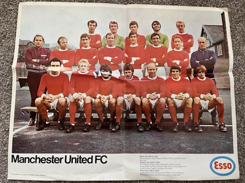 MANCHESTER UNITED 1969-70 ORIGINAL ESSO 15IN X 12IN POSTER - Picture 1 of 2