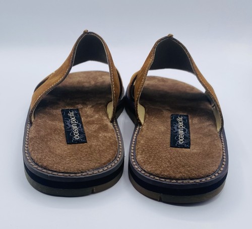Ocean Pacific Tahiti Brown Leather Men s Open Toe Slip On Sandals Size 9 - Picture 6 of 9