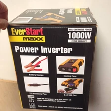 EverStart Maxx 1000 Watt Automotive Power Inverter 120v Outlet USB,Battery Clamp