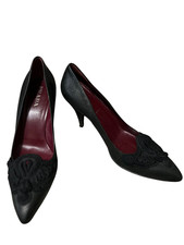 PRADA Vintage Kitten Heel Unique Embroidered Decorative Trim