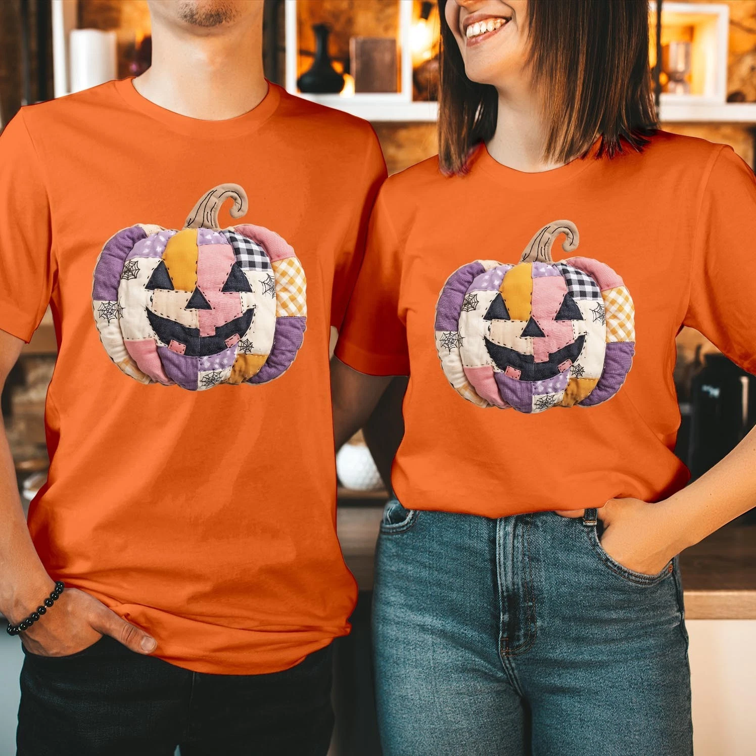 Patchwork Pumpkin Halloween Sweatshirt Trick or Treat Top