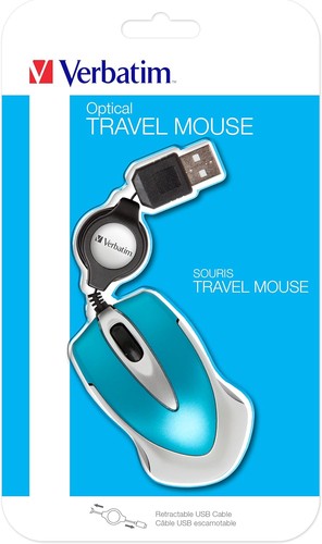Verbatim Go Mini - USB Optical Travel Mouse with Retractable Cable, caribbean bl - Picture 7 of 9