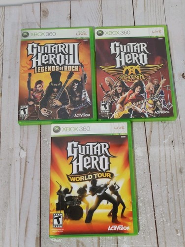 Guitar Hero XBOX 360 Game Lot Legends Of Rock Aerosmith World Tour Tested CIB