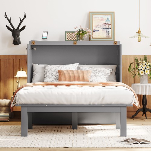 Free Shipping:Full Size Murphy Bed with USB Port and removable Shelves on Each S - Picture 2 of 16