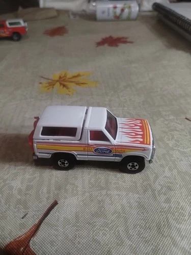 1987 Vintage Hot Wheels BW Ford Bronco Four Wheeler With Red Motorcycle On Back