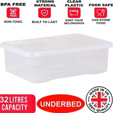 Clear Plastic Storage Boxes with Lids Stackable Box Home Office Kitchen UK Made