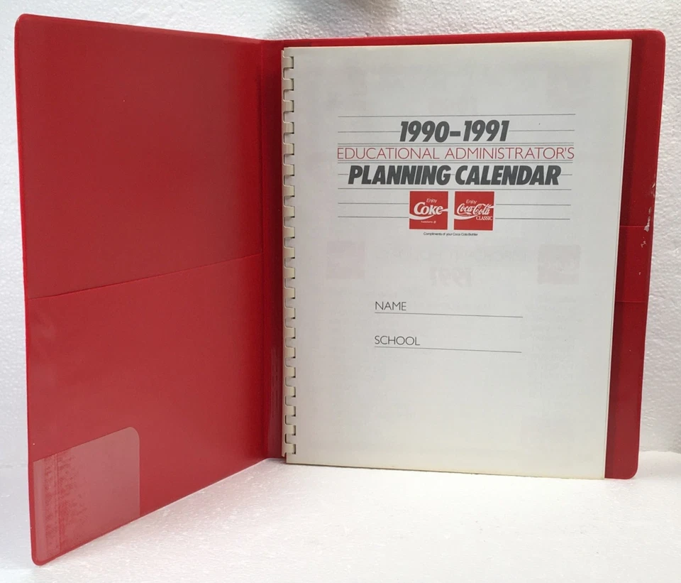 1990-91 COCA~COLA WEEKLY EDUCATIONAL ADMINISTRATOR'S PLANNING CALENDAR - UNUSED - Image 2 of 4