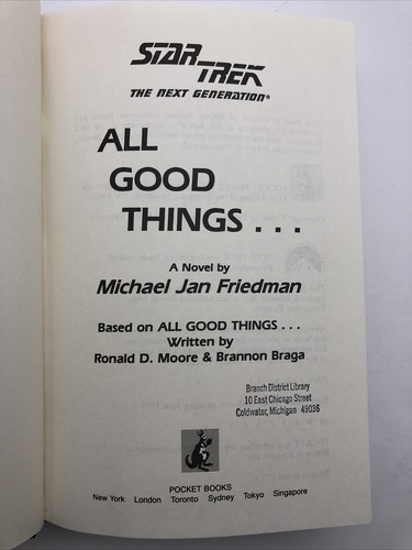 Star Trek The Next Generation All Good Things Michael Jan Friedman Hardcover - Imagen 5 de 7