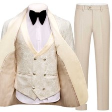 Paisley Vintage Men Suits Jacquard Formal Regular Fit Tuxedo Suit Shawl Lapel