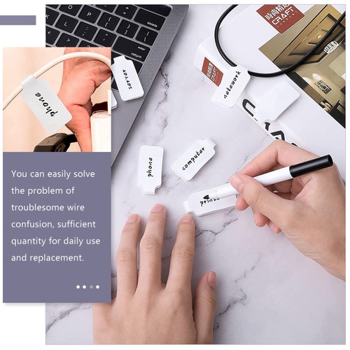 100 Pcs Self-adhesive Cord Labels Writable Cable Paper Tabs Blank Office Tamper - 第 12/12 張圖片