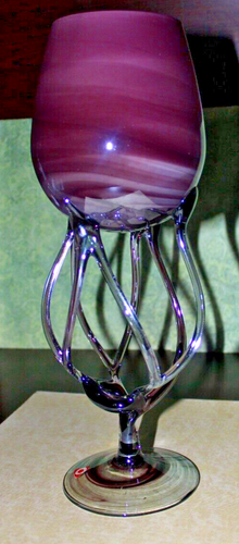 Jozefina Krosno Handarbeit Kunst Glas Vase/ Kerzenhalter Wirbel Lila Design - Bild 10 von 14