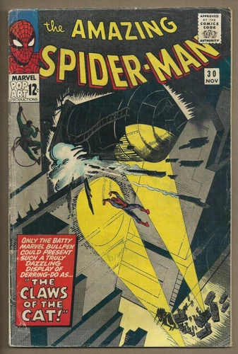 🕸AMAZING SPIDER-MAN #30*1965 MARVEL COMICS*1ST APP OF CAT BURGLAR*SILVER*VG-*