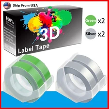 (2Green+2Silver) LabelTape For Dymo Organizer Xpress Pro (12966)
