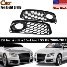 For 2008-2012 Audi A5 S-Line/S5 B8 Gloss Black Fog Light Grille Covers RS5 Style
