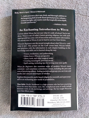 WICCA FOR BEGINNERS SOFT COVER BOOK THEA SABIN FUNDAMENTALS - Picture 2 of 3
