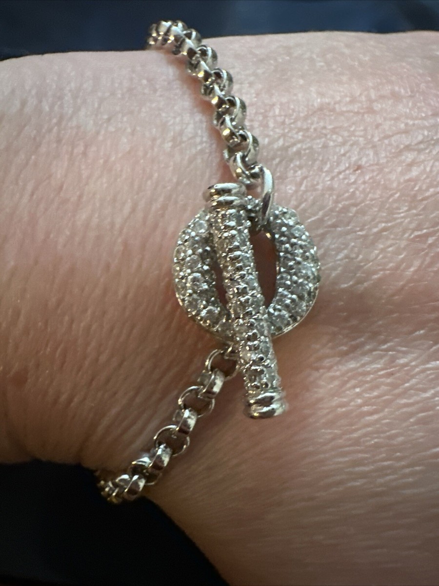 アクセサリー Vintage Silver Toggle Chain Bracelet 925 Women 925 Sterling Silver Plated Toggle Chunky Thick Link