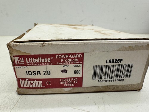 *SET BESTEHEND AUS 6* Littelfuse IDSR20 Zeitverzögerung Doppelelement Sicherung 20A 600V Klasse RK5
