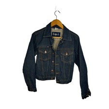 Y2k Lei Denim Jean Jacket Juniors Sz Small Dark Wash Semi Cropped?