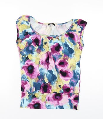 Marks and Spencer Damen Mehrfarbig Geometrisches Muster Viskose Basic T-Shirt Größe 8 Ro