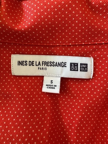 Camisa de vestir Ines De La Fressange X Uniqlo Midi talla S roja blanca lunares NUEVA - Imagen 14 de 17