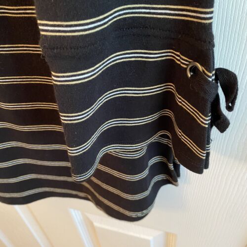 J Jill Black Striped T Shirt Sz S Bell Sleeves With Tie 100% Cotton - Picture 2 of 7
