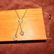 Vintage Elegant Kirk's Kirks Folly Star, Heart Moon Sparkling Rhinestones Charms