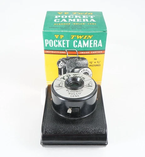 - VP TWIN POCKET CAMERA NOS WITH BLOOMED GLASS LENS FOR 127 FILM WITH BOX