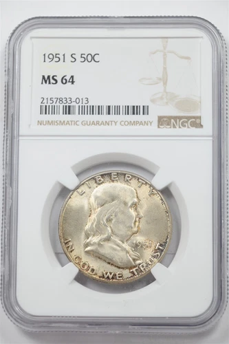 US 1951-S Franklin Half Dollar 90% Silver NGC MS64 2420 combine shipping*SFCOIN