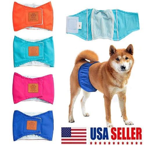 4 Stück wasserdichte Hundewindeln Haustier männlich Welpe Bauchband Gummiband waschbar außen - Bild 2 von 11