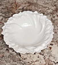 Elegant White Porcelain, Floral Relief, Salad Seving Bowl - Center Piece- 12 In.