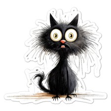 Surprised Black Cat, Vinyl Decal Sticker, Indoor Outdoor, 3 Sizes, 11081
