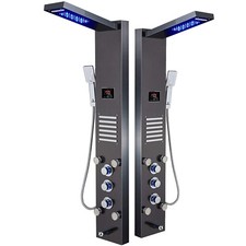 ELLO ALLO Stainless Steel Shower Panel Tower LED Rain Waterfall Massage System