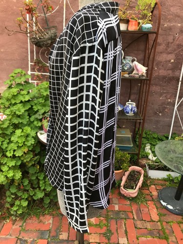 Peter Morrissey Black white geometric square check patterns blouse top 16 - Picture 4 of 9