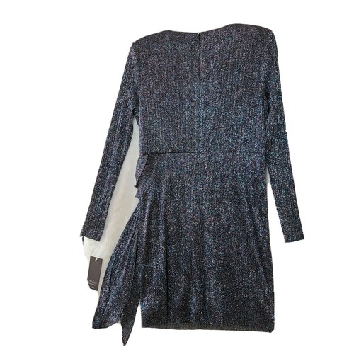 Neu mit Etikett Aidan by Aidan Mattox Damengröße 14 blau metallic V-Ausschnitt Wickelkleid Band - Bild 4 von 10