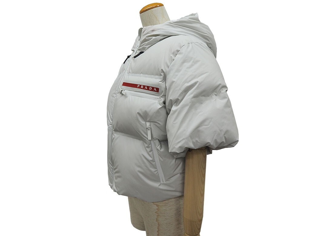PRADA Light Nylon Puffer Down Jacket White XS Short Sleeve