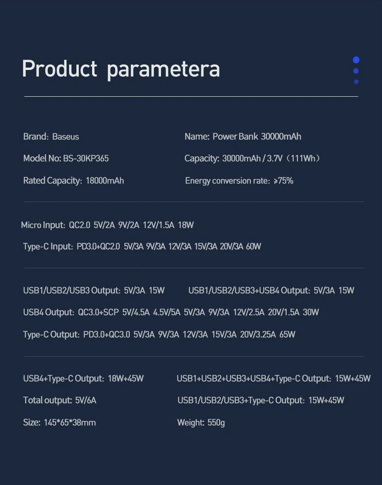 30,000mAh PD Power Bank with Quick Charge FCP/SCP - Portable Fast Charging External Battery 30,000mAh PD Power Bank with Quick Charge FCP/SCP - Portable Fast Charging External Battery