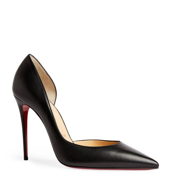 100% AUTH NEW WOMEN LOUBOUTIN IRIZA D'ORSAY 100 BLACK LEATHER PUMPS/HEELS US 8