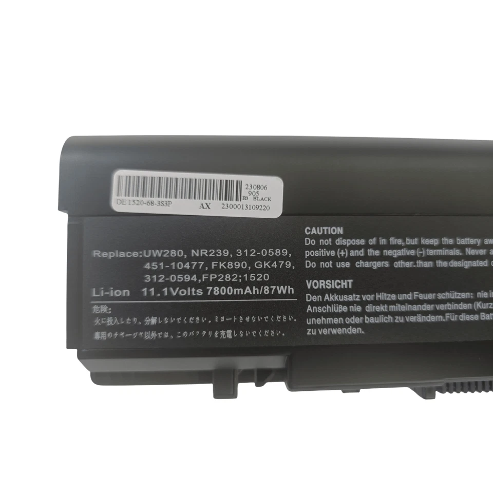 Nueva batería 7800mAh 87WH GK479 FK890 FP282 NR239 para Dell Inspiron 312-0589 1520 Foto 3 de 4