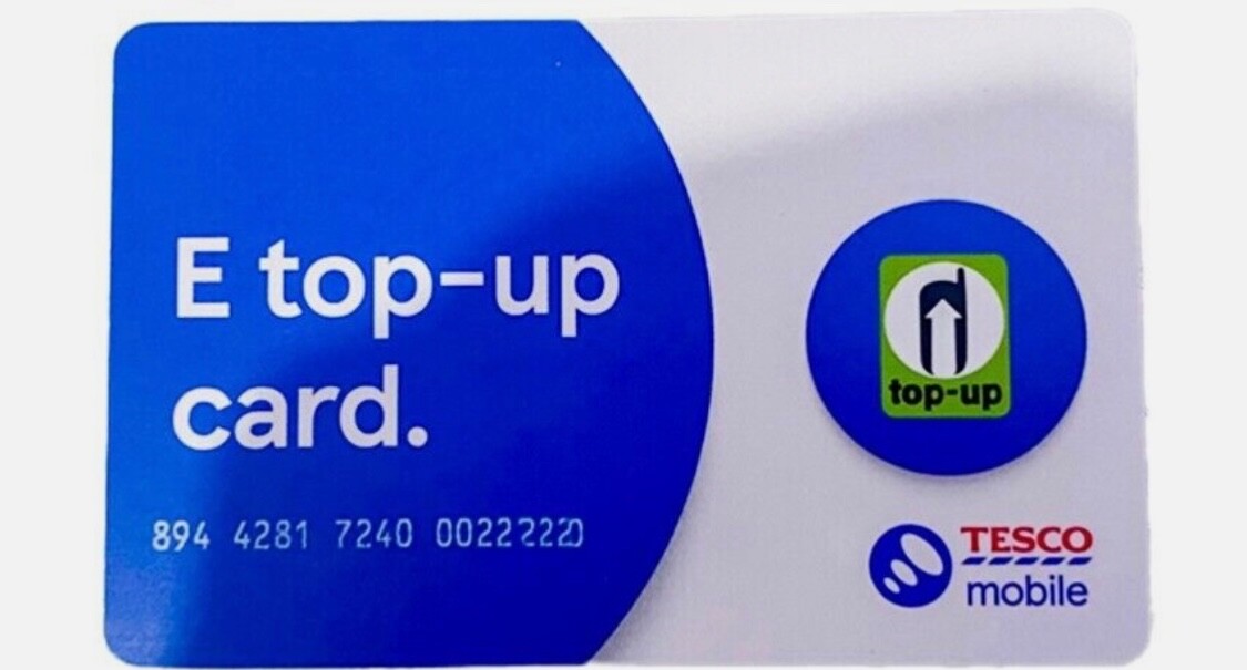 Tesco Mobile UK Network E TOP-UP CARD for Pay As You Go Sim CARD