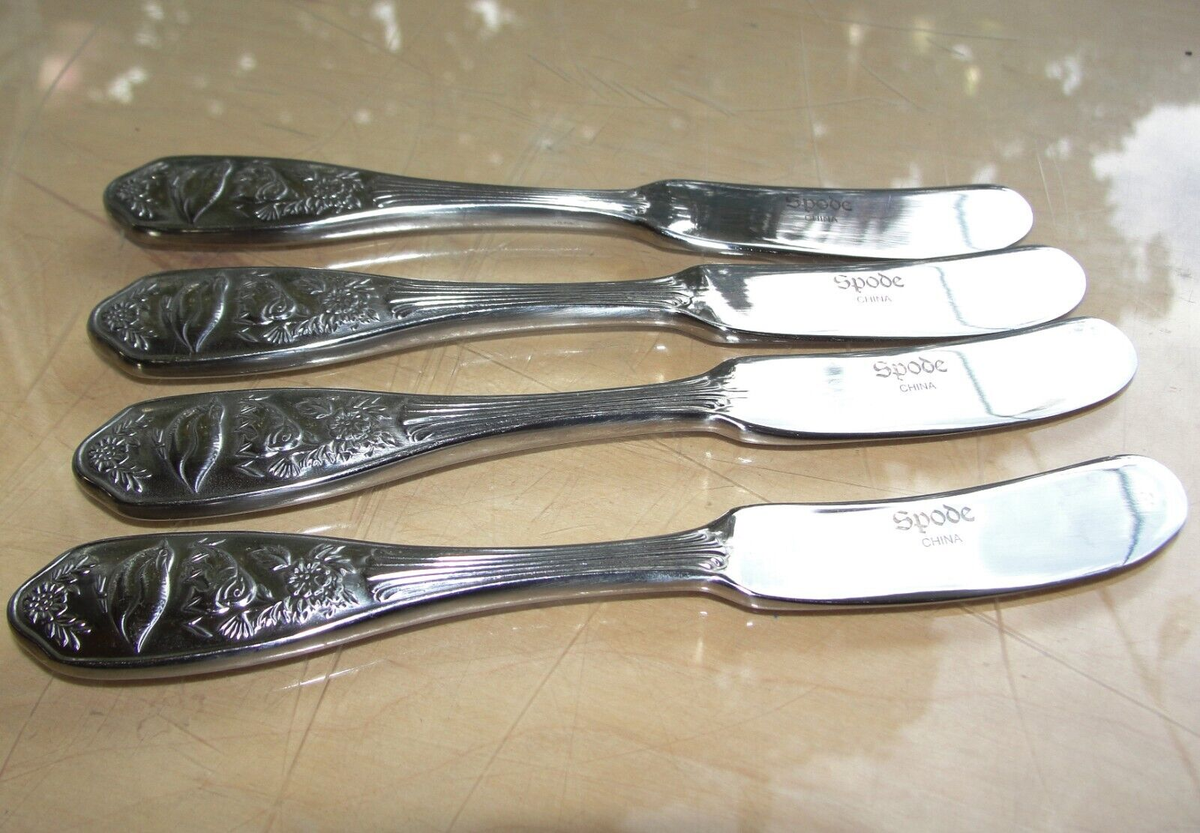 4) HTF Spode Woodland Stainless 6