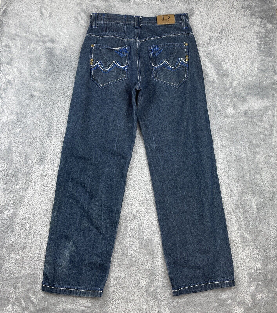 D Max Jeans Men's Sz. 34x34* Blue Loose Baggy Waistband Pocket