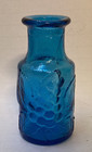MCM ITALIAN ART GLASS BOTTLE by EMPOLI - TURQUOISE BLUE - RELIEF GRAPES + FRUIT — photo 4