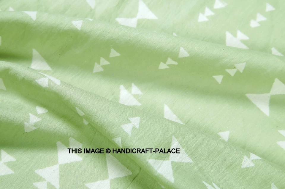 25 YARD NATURAL HAND BLOCK SEWING INDIAN SANGANERI PRINT COTTON FABRIC 44' - Image 3 of 3