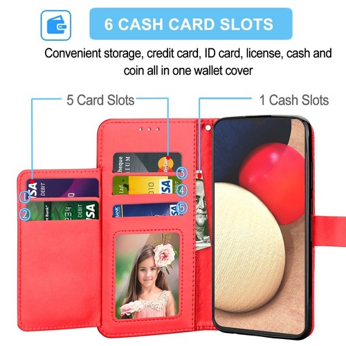 Für Samsung Galaxy A02S/A12/A52/A72 Wallet Leder Tasche Slot Klapp Ständer Cover - Bild 33 von 35