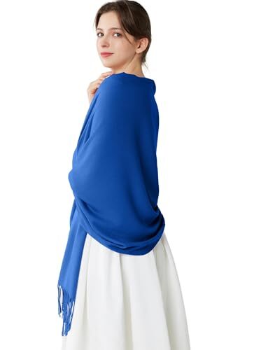 Pashmina Shawls and Wraps For Evening Dress Soft Warm Scarf for Women 07 Blue - Bild 7 von 7