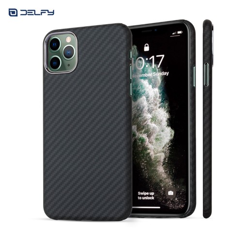 Delfy iPhone 11 6.1" Aramid Fiber Case - Ultra slim Strong Cover, Luxury Black - Picture 2 of 2