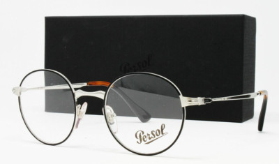 Persol Eyeglasses Men's Round Silver Black Frame 49mm PO2451V-1074 NEW!