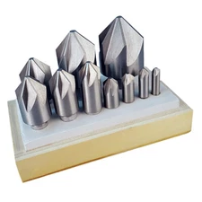 All Industrial 10520 | 10 Pc. 90 Degree HSS 6 Flute Countersink Set 1/4-1-1/2"