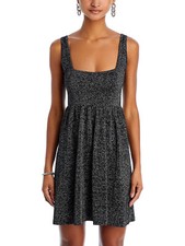 AQUA Women's Glitter Square Neck Sleeveless Dress, Black, Small