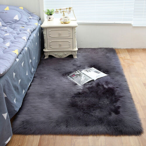 Fluffy Rugs Bedroom Furry Carpet Bedside Sheepskin Area Children Play Room Decor - Picture 13 of 41